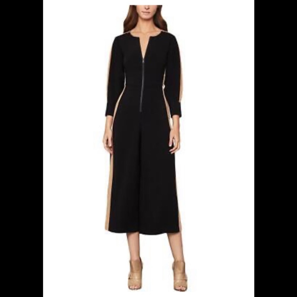 NWT BCBGMAXAZRIA WOMENS SIDE STRIPE CROPPED WIDE LEG JUMPSUIT